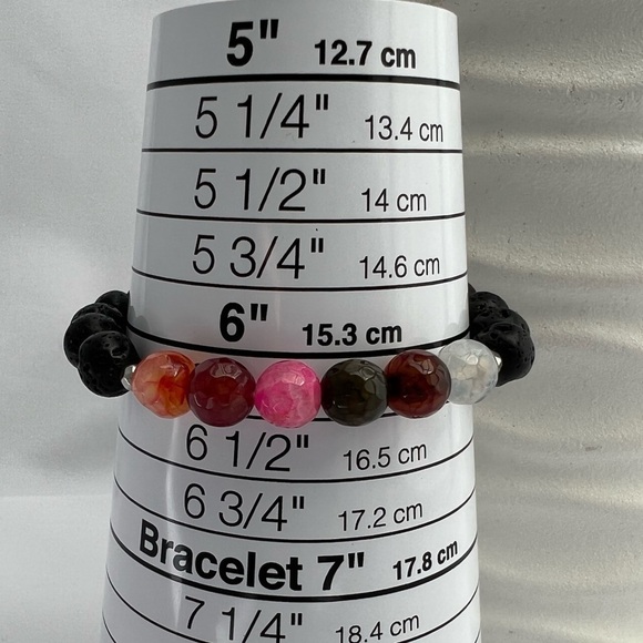 Gemstone and Lava Stone Diffuser Stretch Bracelet - Picture 6 of 12